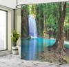 Woodland Shower Curtain, A Waterfall In Asia Thailand Jungle Of Tropic Plants And Trees Tourist Attraction Artwork, Cl