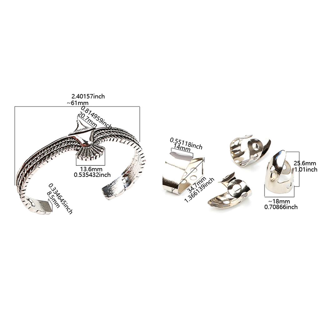 Metall Tumme Finger Gitarrplektrum Fingerskydd Öppen Design Fingerplektrum Plektrum med Örn Manschettarmband Hållbart