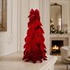 Stacked Velvet Bow Decoration Christmas Tree Decoration, Shaped Desktop Ornament Tabletop for Fireplace Dining Table Window Holiday Decor Versatile
