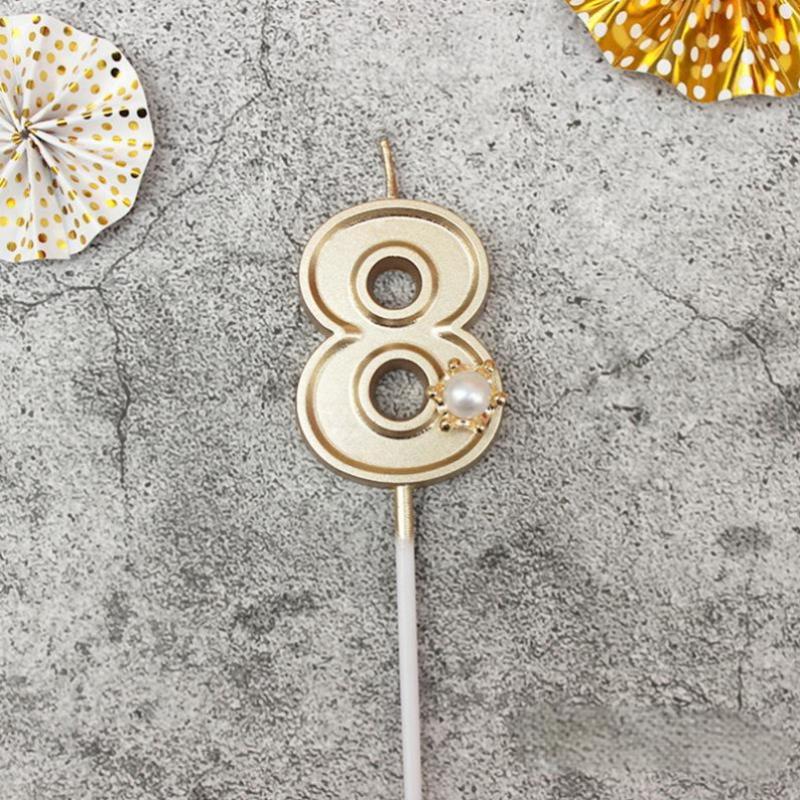 Gold 3D Number Cake Candles Suitable For Birthday Party Decoration Birthday Decoration Cake Decorating Tools