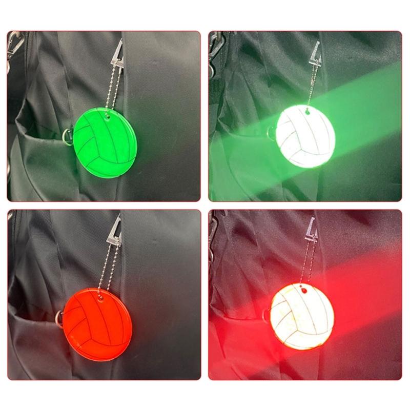 5Pcs Keychain Reflector Pendant Keyring Safety Reflector with Chain for Backpack