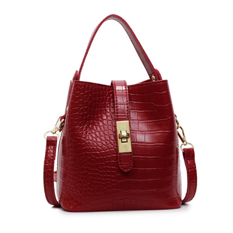 Stone Pattern Bucket Bag Commuter New Fashion Casual Simple Shoulder Crossbody Portable Bucket Bag Women