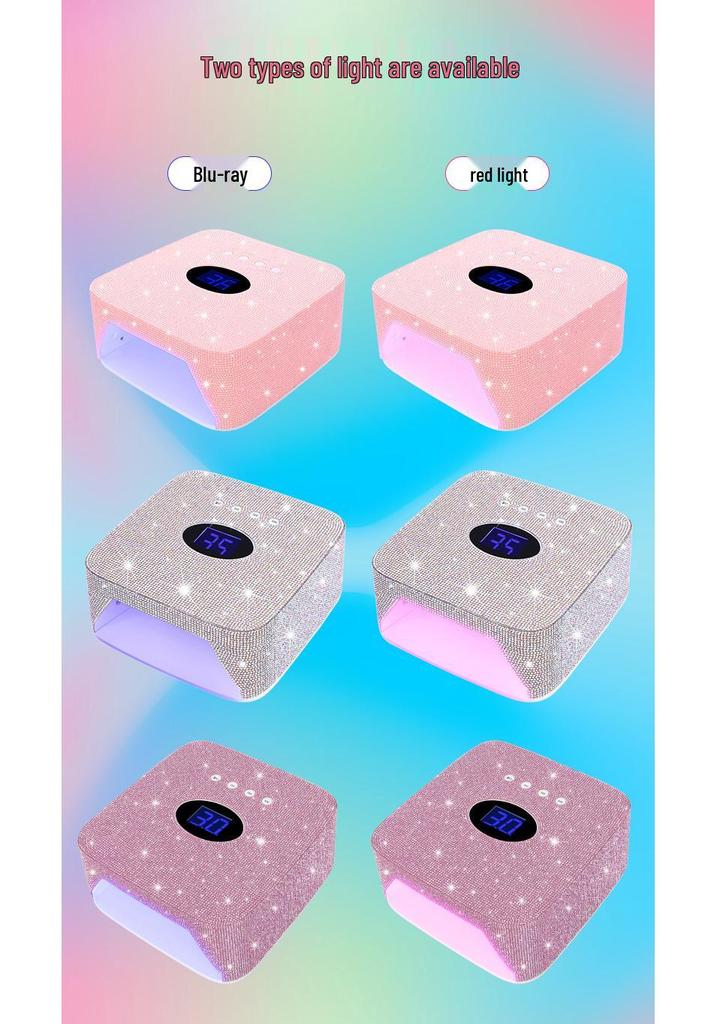 Rhinestone Wireless Rechargeable 54W Nail Lamp - Smart Induction, Quick Dry, No Blackening Hands