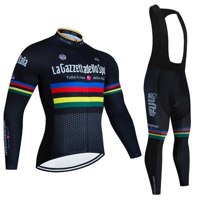 2026 Professioneel Lange Mouwen Wielrenshirt & Gewatteerde Korte Broek Set voor Mannen, Sneldrogend, Reflecterend, Ademend Fietskleding voor Mannen