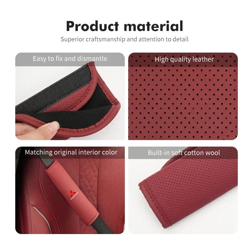 Car Safety Belt Cover Adjustable Shoulder Strap Protector Pad For Mitsubishi Outlander Lancer L200 ASX Pajero Grandis Eclipse