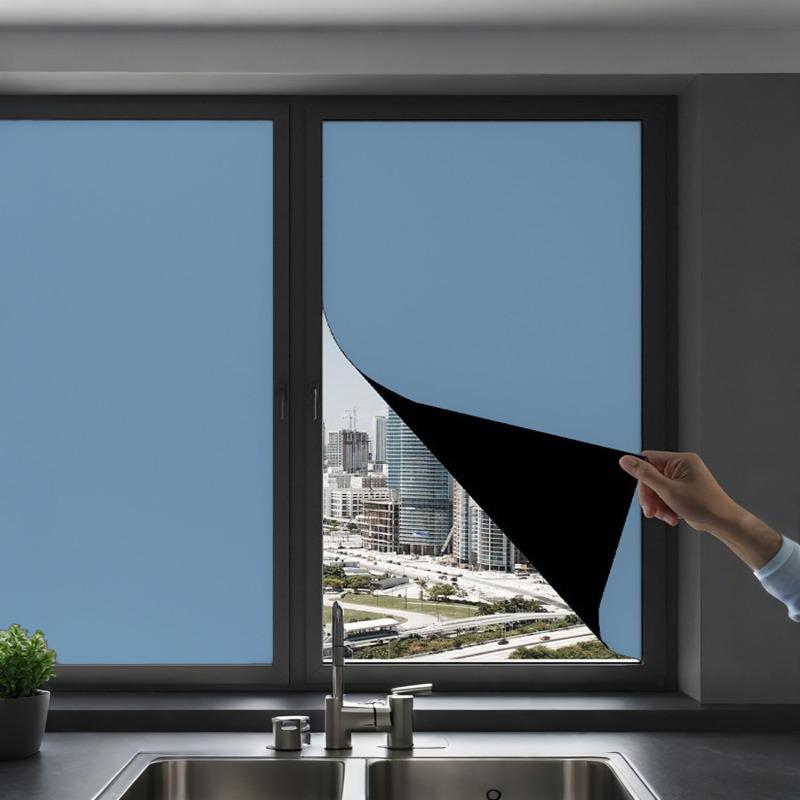 1PC Portable Blackout Curtains for Bedroom, Easy Install No Drill Blackout Shades&Blinds for Indoor Windows Self Adhesive Tapes