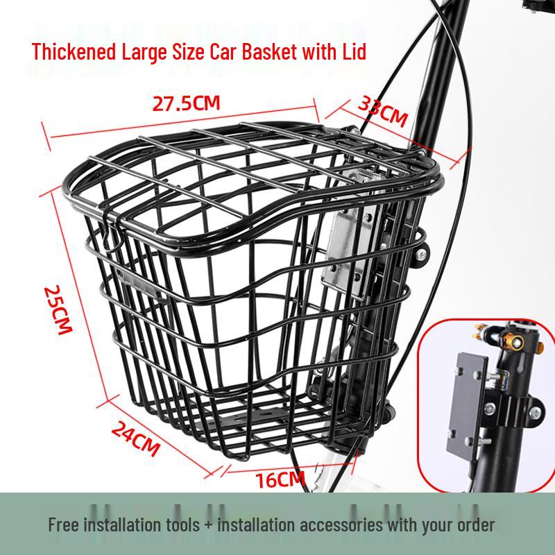 Universal Folding Front Bike Basket - Metal Design for Electric Bikes and More
