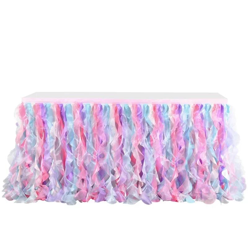 Wicker table skirt party birthday wedding chiffon curly  circumference dessert sign in  gauze  skirt