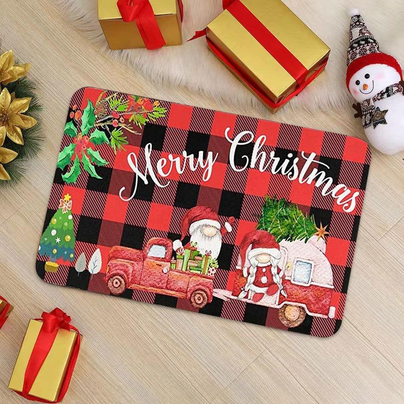 Merry Christmas Santa Claus Dwarf Carpet Party Living Room Sofa Bedroom Bedside Study Entrance Door Rug Non-slip Decor Mat