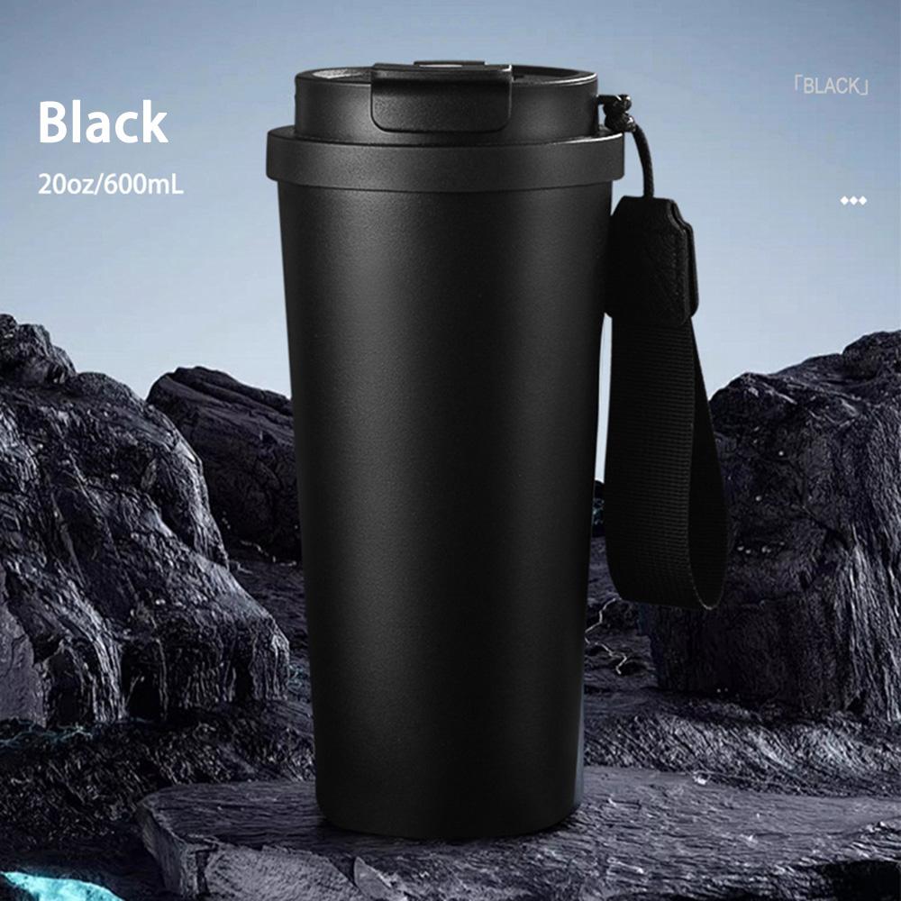 600ml Insulated Coffee Tumbler Double Wall Stainless Steel Thermos Flask with Lid Portable Travel Mug for Car School Gym