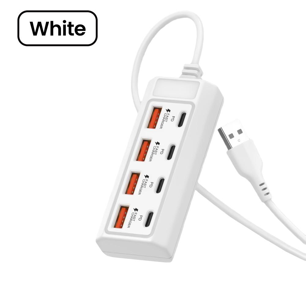 8-ports 25W USB C PD-laderstasjon Skjøteledning Elektrisk kontakt Hurtiglading Veggladeradapter For iPhone Xiaomi Samsung