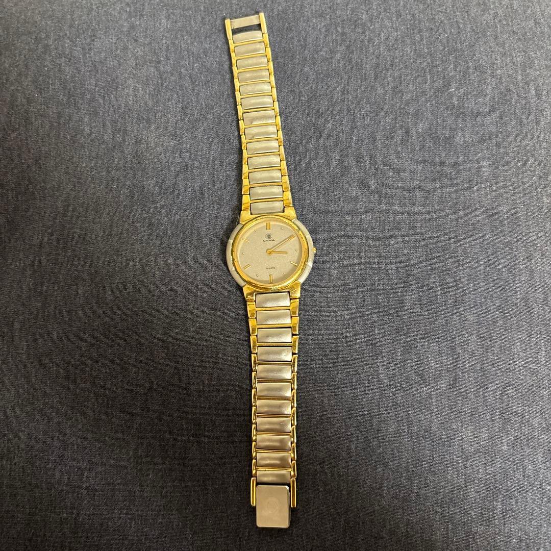 Used CYMA quartz watch gold color combination