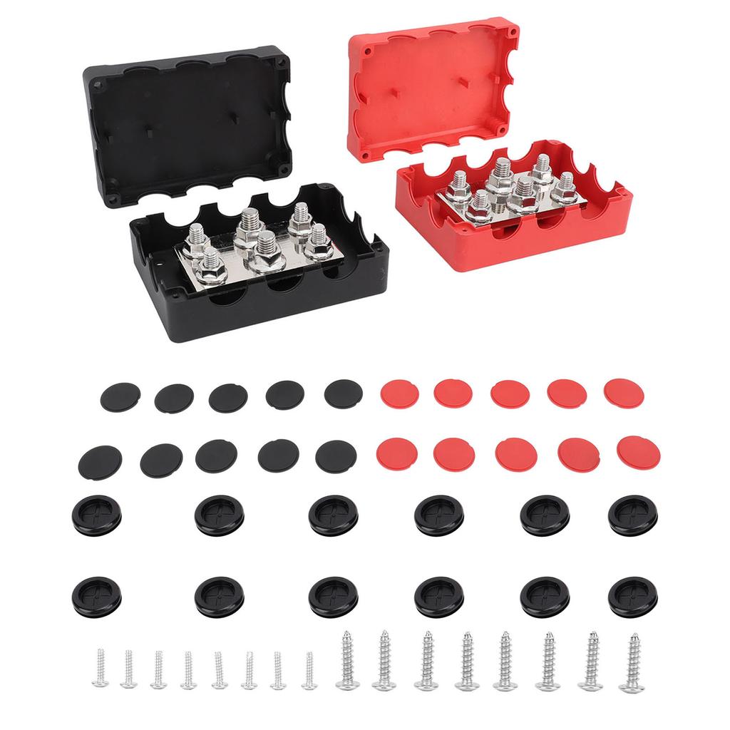 2Pcs Heavy Duty Power Distribution Block 500A Waterproof Marine Battery Terminal Distribution Block for RV Boat 12V DC