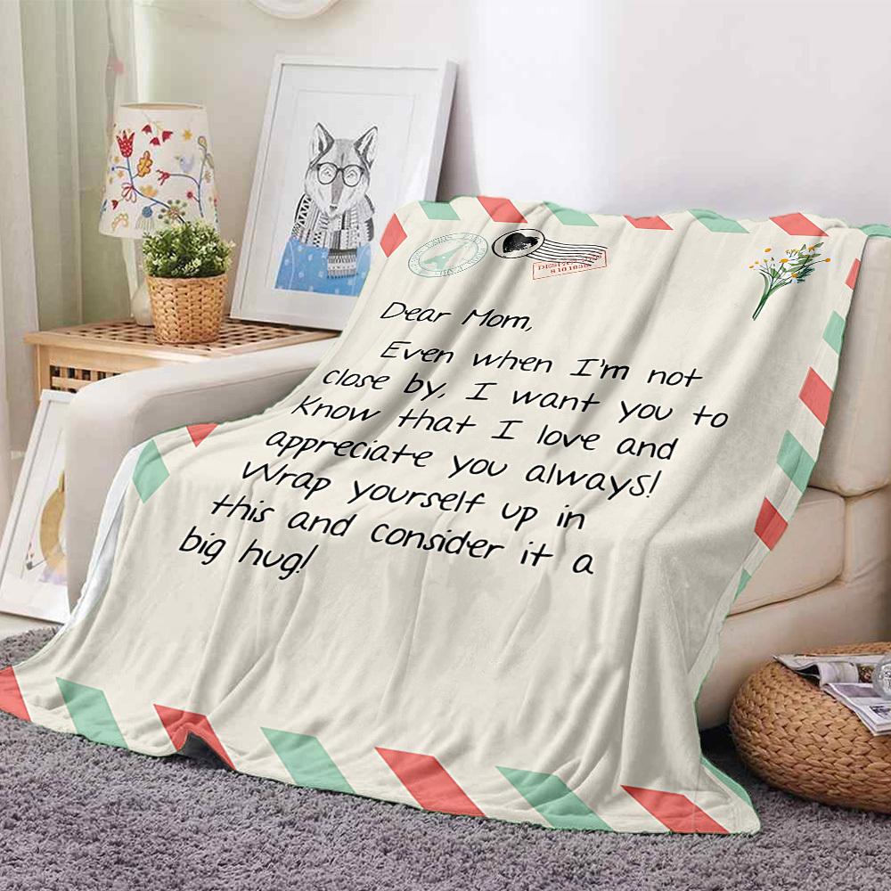 1pc Mom Love Blanket, Lightweight Flannel Throw Blanket For Sofa, Bed, Travel, Camping, Living Room, Office, Couch, Chair, And Bed
