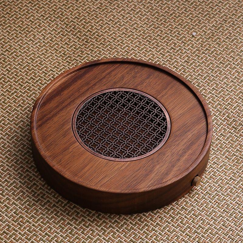 Solid Wood Tea Tray Walnut Whole Solid Wood Pot Bearer Rectangular Dry Bubble Tray Drainage Bubble Tea Tray