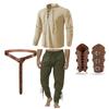 Costume Uomo Rinascimentale di Halloween Set Camicia Pantaloni alla Caviglia Accessori