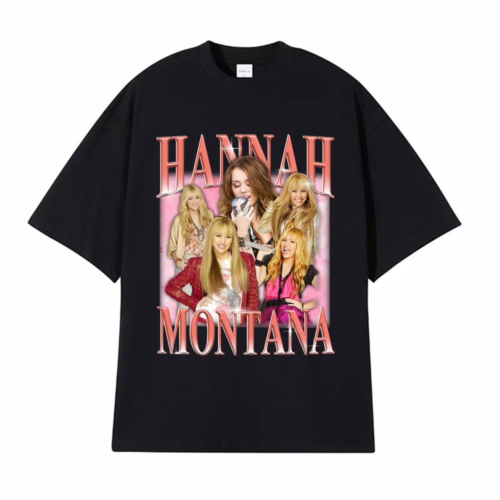 Hannah Montana Vintage 90s Graphic Tshirt Men Womens Clothing Aesthetic High Street T Shirts Pure Cotton Short Sleeve Tshirts