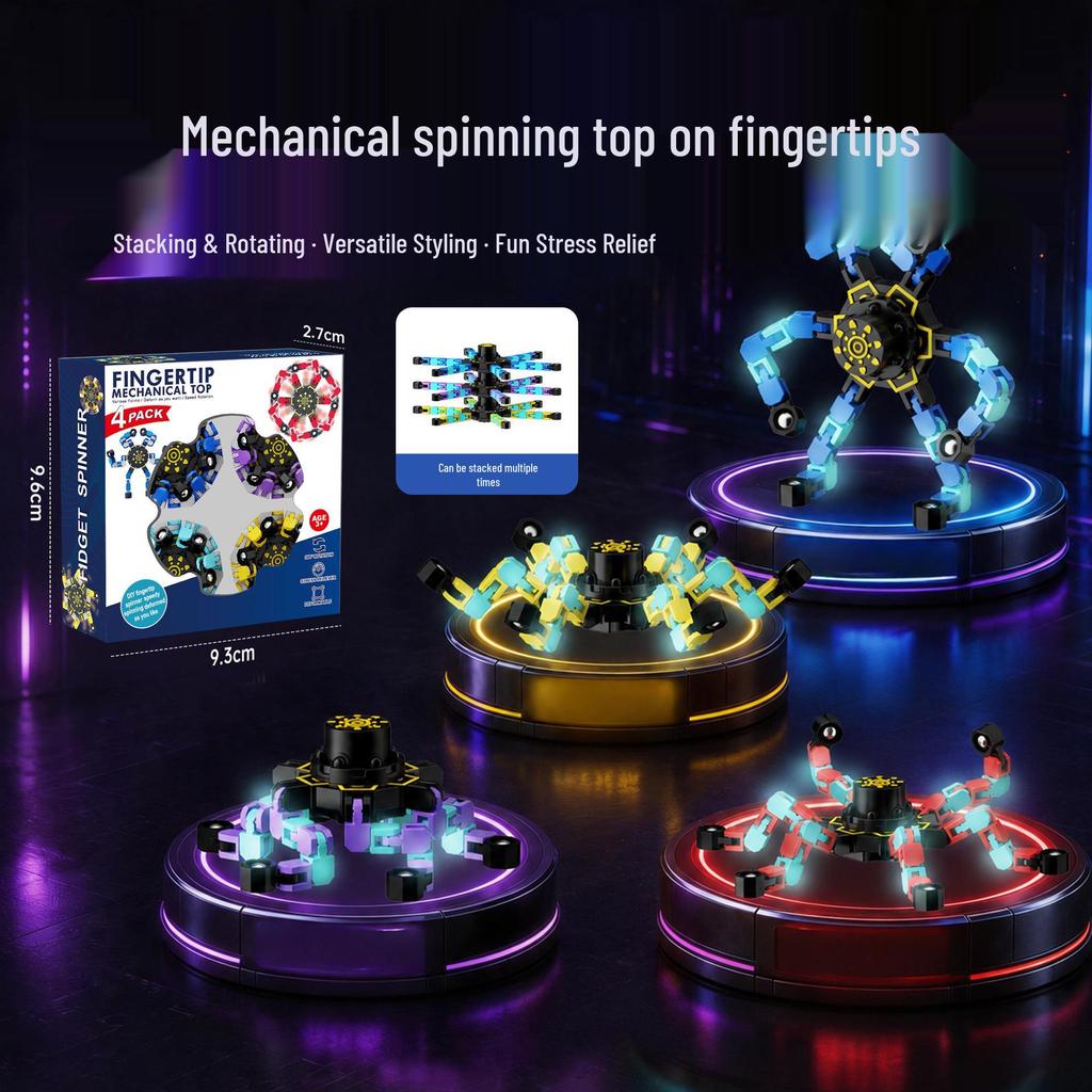 Transformable Luminous Fingertip Gyroscope - Educational Rotating Decompression Toy for Kids