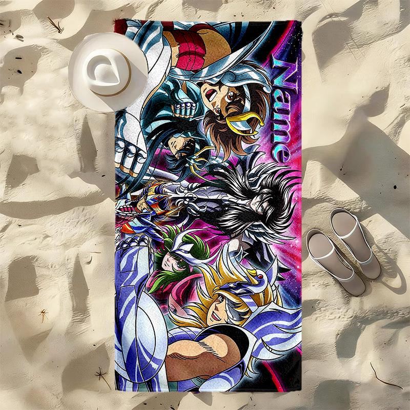 Custom Name Saint Seiya Stylish printed beach towel,a quick-drying, absorbent mat suitable for the beach, pool, gym, and travel fans gift