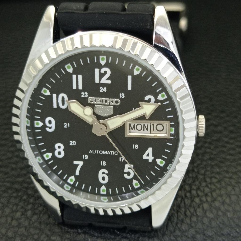 SEIKO 5 VINTAGE REFURBISHED AUTOMATIC 6309A JAPAN MENS BLACK WATCH a441598-1 Sk-a441598