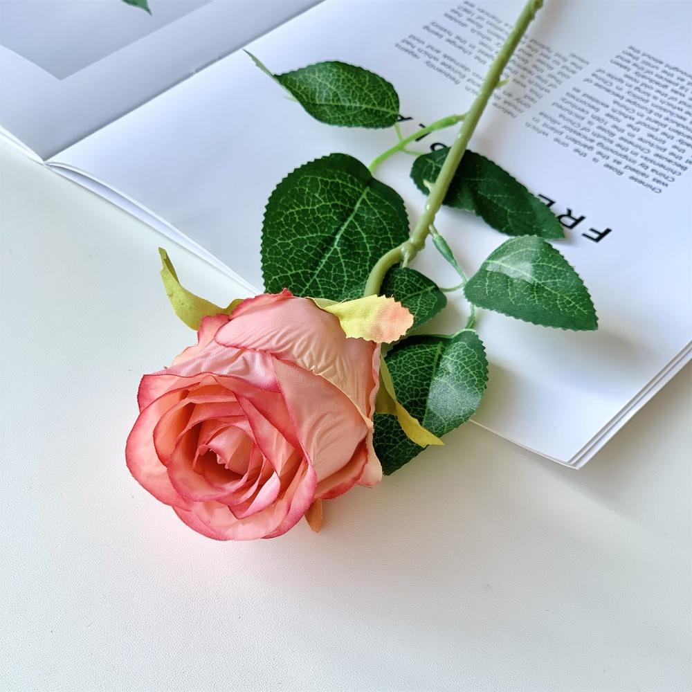 Artificial Pink Rose Flower Valentine's Day Wedding Bridal Photography Props Home Decoration Simulation Silk Rose Bouquet