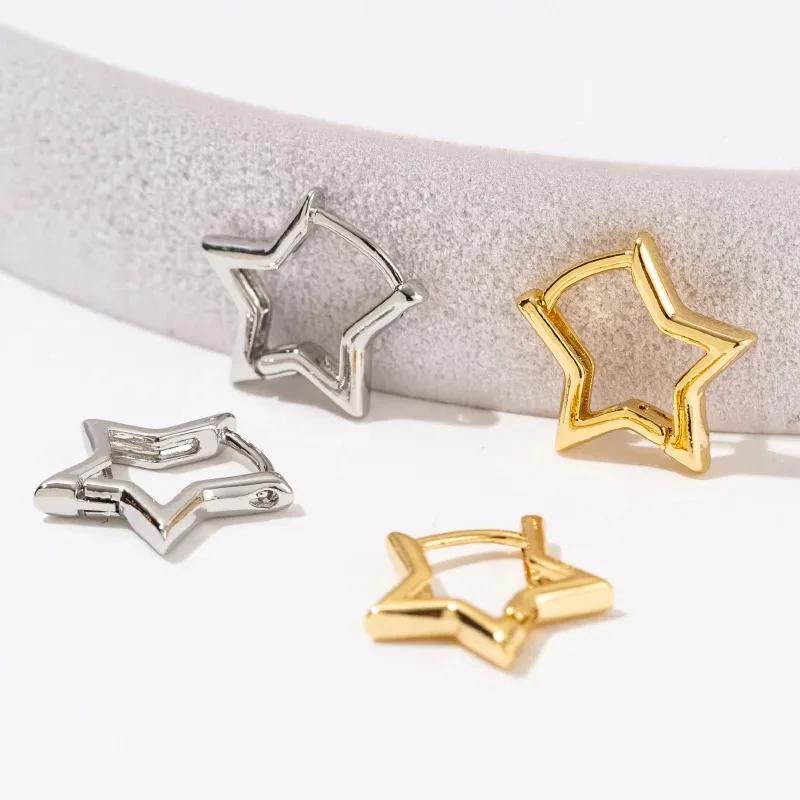 Geometric stars Earrings For Women Stainless Steel Star Hoop Earring Girl Zircon Gift Charm Hypoallergenic Accessories