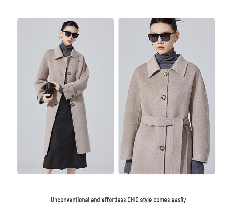 Elegant Double-Sided Wool Coat with Doll Collar and Multi-Button Design
