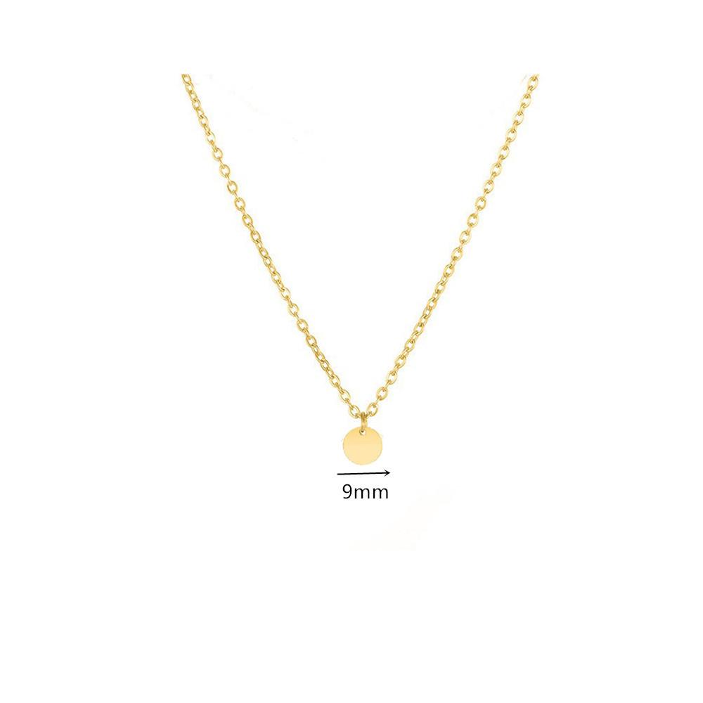 Women s Titanium Steel 18K Gold-Plated Round Disc Necklace - Smooth Mirror Finish золотой