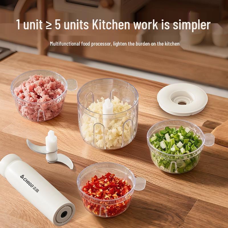 Stainless Steel Electric Meat Grinder with Four Bowls & Double Blades – Odorless, Large Capacity, Multi-Functional Food Processor