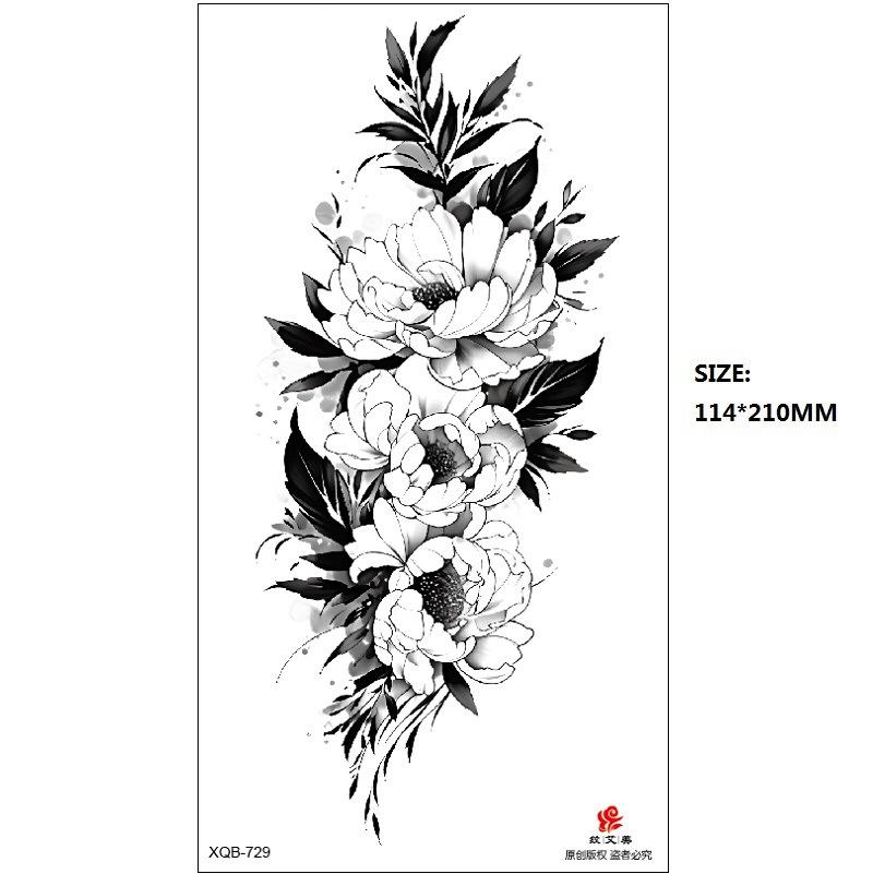 Emmy Black Series Butterfly Rose Flower Tattoo Sticker Set Water Transfer Paper