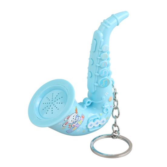 Keychain Pendant Mini Portable Musical Keychain Playable Vocal Sound Macaron Color Saxophone Shape Key Holder Stress-Relief Gift Accessories