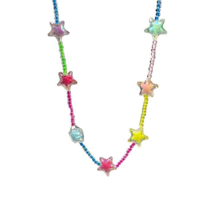 

Rainbow Star Pendant Necklace Stylish Wrist Chain Lightweight Beaded Jewelry for Everyday Wear Special Occasion