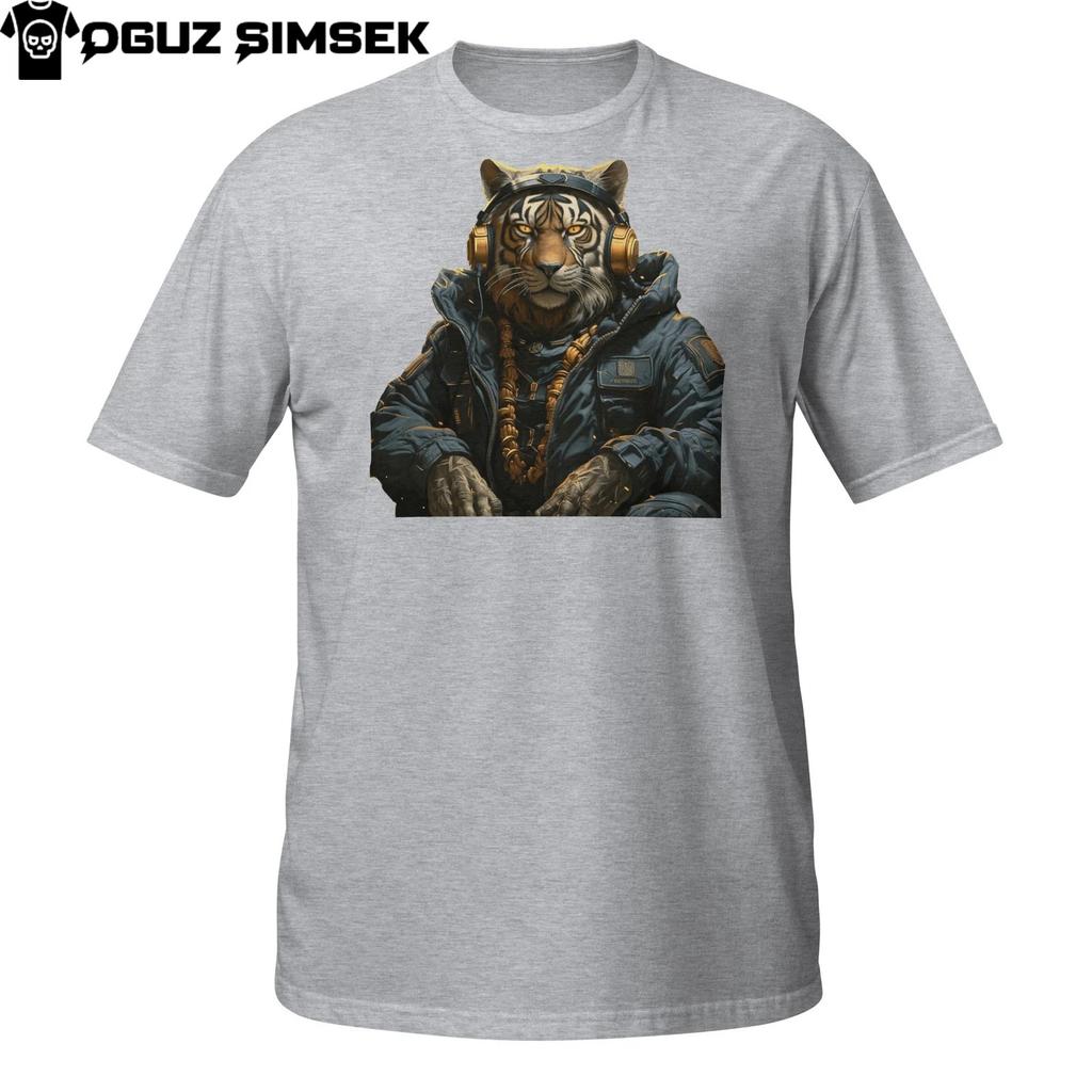 Streetwear Tiger T-Shirt Mens Womens Tees Top – Cool Urban Headphones Jungle Cat Tee