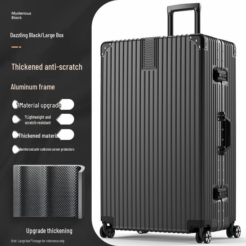 32-Inch Large Capacity Trolley Suitcase with Universal Wheels - Durable Leather Design for Men and Women