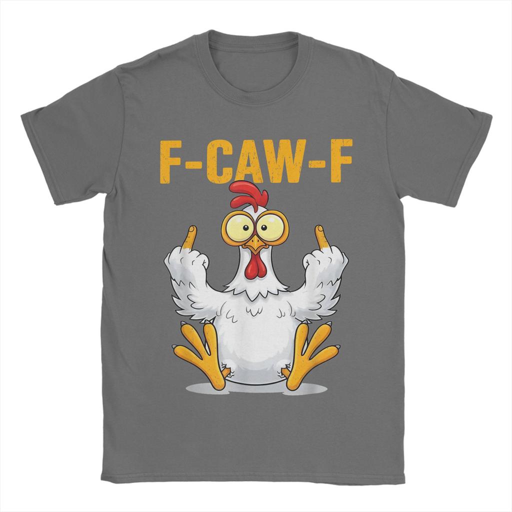 T-shirt Meme Coq F-Caw-F pour Homme 100% Coton T-Shirt Nouveauté Col Rond T-Shirts Manches Courtes Hauts Grande Taille