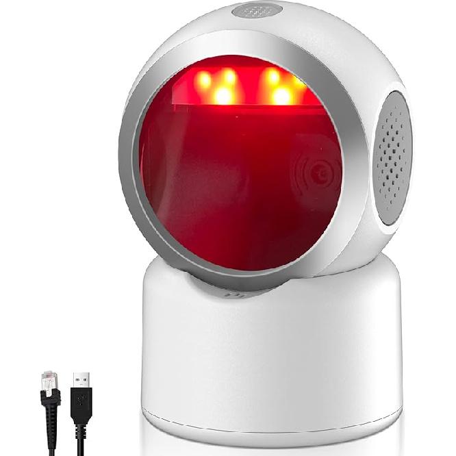 2D QR Hands-Free Barcode Scanner Omnidirectional Automatic Sensing Scanning USB Barcode Reader Adjustable Screen Scanning Platform Scanner for POS PC