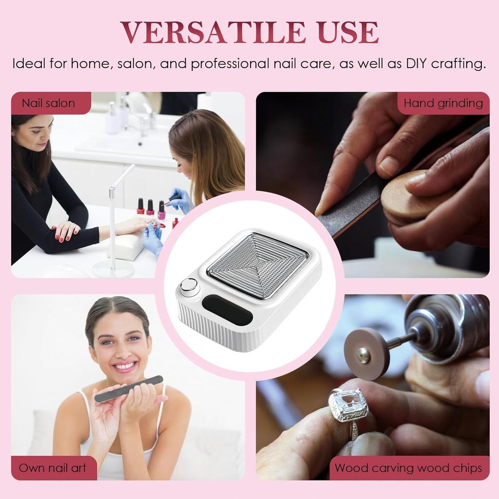Professional Nail Dust Collector for Acrylic Nails – Adjustable Low Noise Electric Vacuum Fan, Nail Polish Dust Extractor for Salon & Home Use