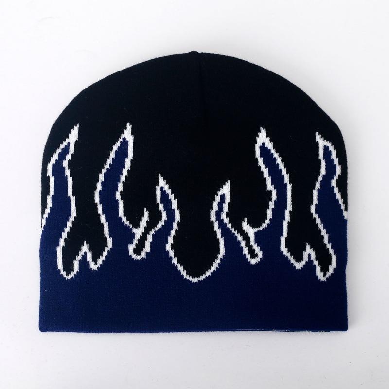 Autumn New Knitted Hat Men's Hip-hop Street Flame Pullover Hat Winter Outdoor Riding Hat Versatile Brimless Hat