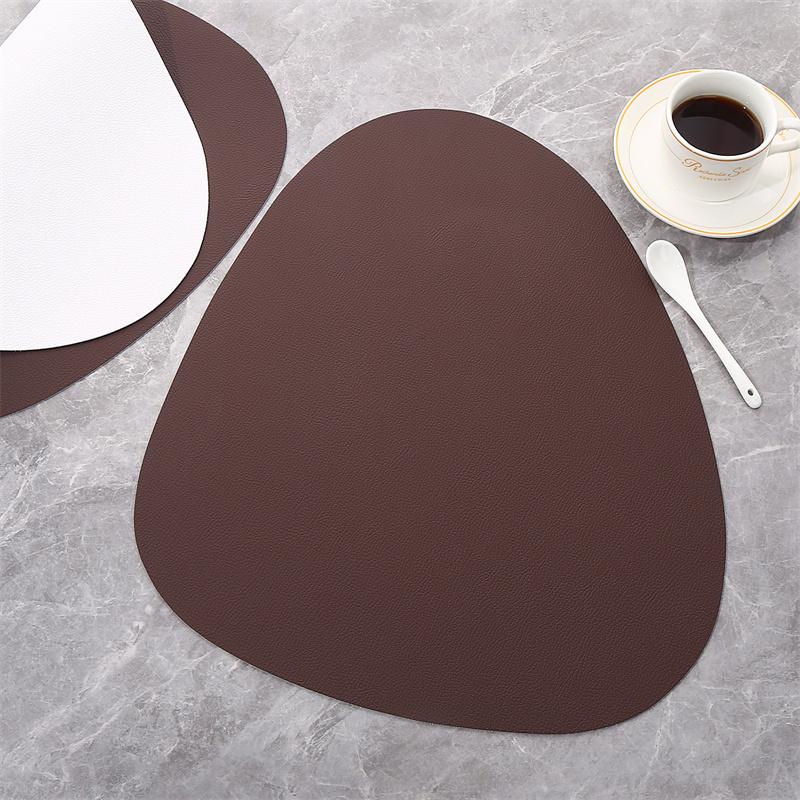 2 PCS Droplet Shape Nordic Originality Dining Table Mats Kitchen Accessories Cup Coaster Waterproof Oil Proof Leather Meal Mat