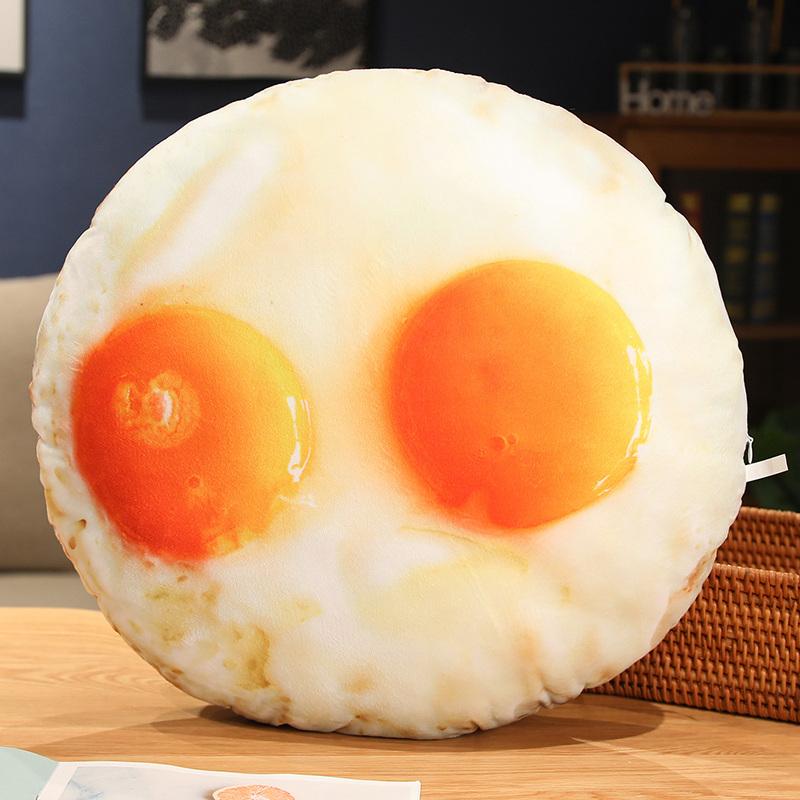 Oreiller Peluche Œuf au Plat Peluche Nourriture Roulée Décoration Canapé Fauteuil Coussin Décoratif Oreiller Doux pour la Tête Cadeau pour la Sieste orange