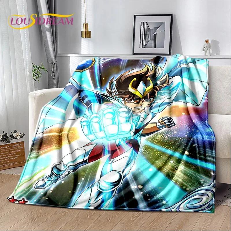 Animacinis Saint Seiya 3D Retro Anime HD Minkšti pledai, Šiltas flanelinis pledas piknikui, lovoms, sofai, namams, miegamajam, dovanos vaikams