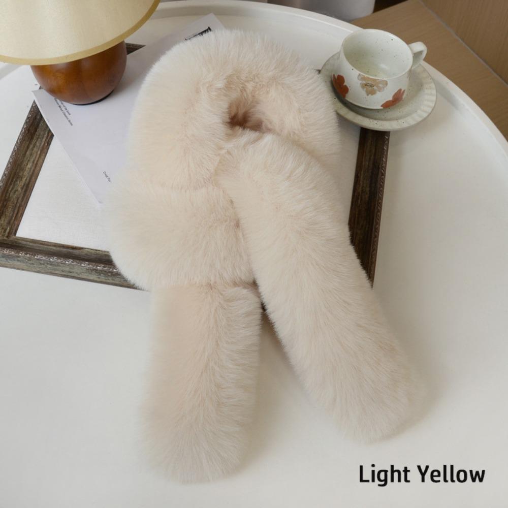 

Solid Color Fake Fur Long Scarf Thick Luxury Wraps Shawl Winter Fluffy Scarf Autumn Winter светло-желтого