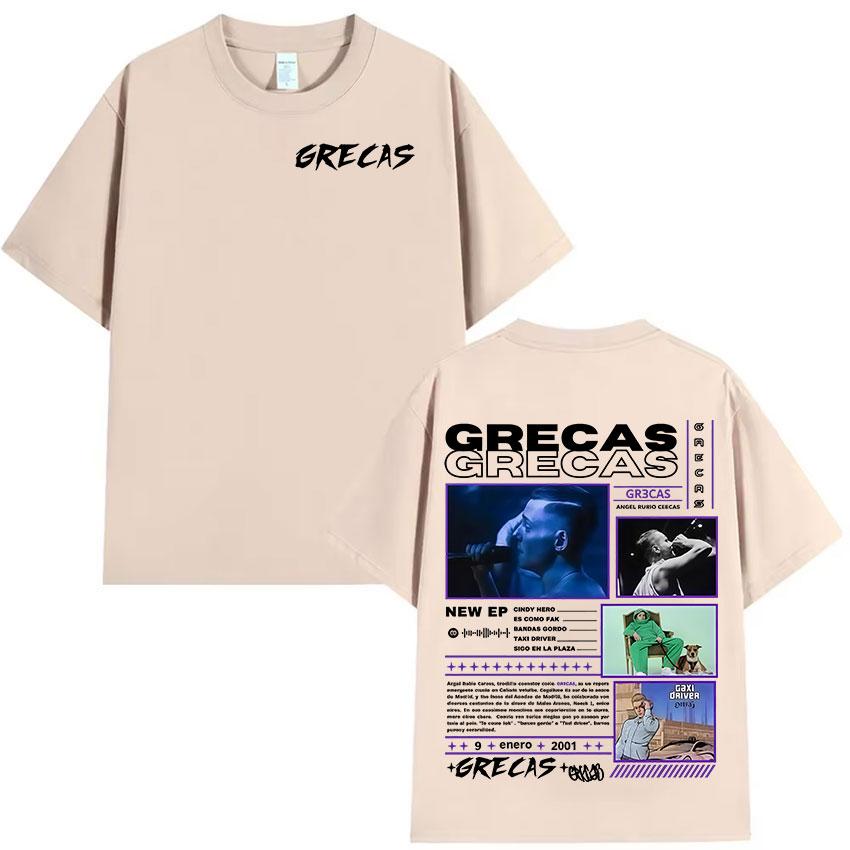 Rapper Grecas 2025 Album Graphics Tshirts Men Gothic High Quality Cotton Tshirt Vintage Oversized Short Sleeve Tees Streetwear