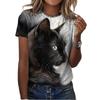 Fashion Woman T-shirt Women's 3d Cats Print Black Kawaii T Shirt Female Clothing Oversized Summer Top