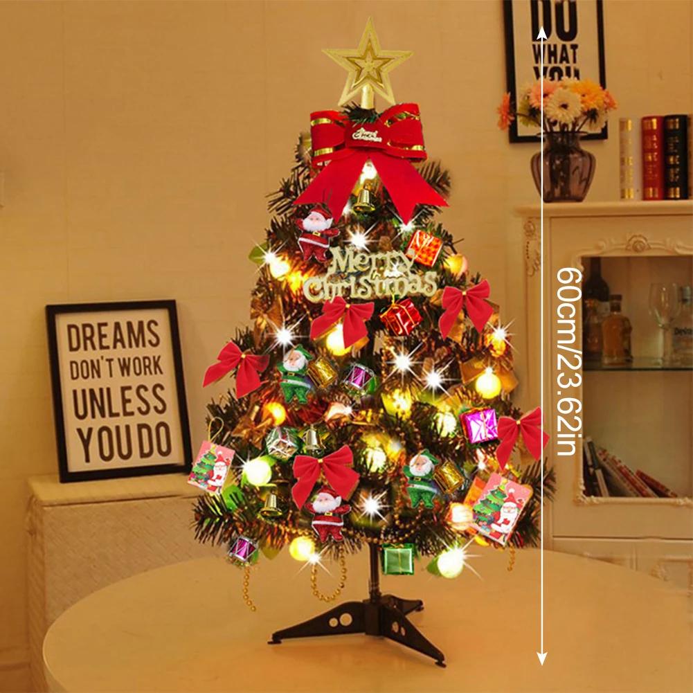 50cm Sada vánočního stromku Vánoční dekorace se světýlky Stolní mini vánoční stromek ozdoby Dekorace na novoroční párty Dárek Navidad