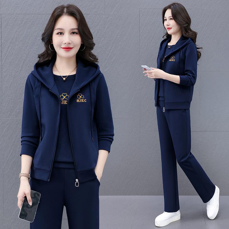 Autumn and Winter Casual Sportswear Set for Women, Autumn Style Women's Fashionable Round Neck Running Suit for Women, Vest Three Piece Set