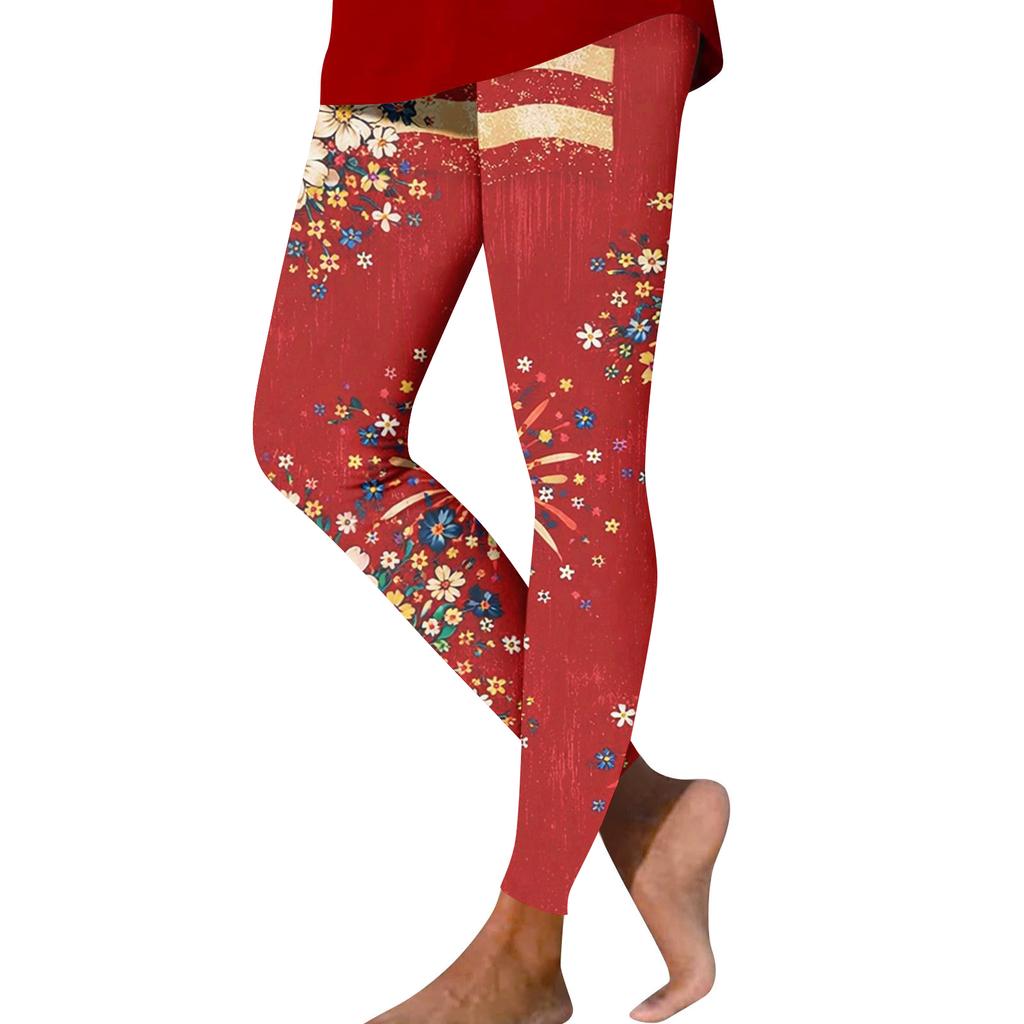 Calças Casuais Femininas com Estampa Reta para Uso ao Ar Livre, Calças de Yoga Slim Estampadas