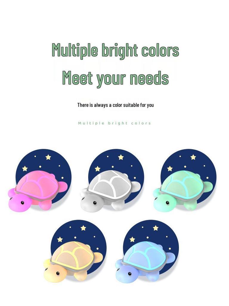 Turtle Silicone Night Light – USB Rechargeable, Cute Cartoon Design for Kids' Bedrooms