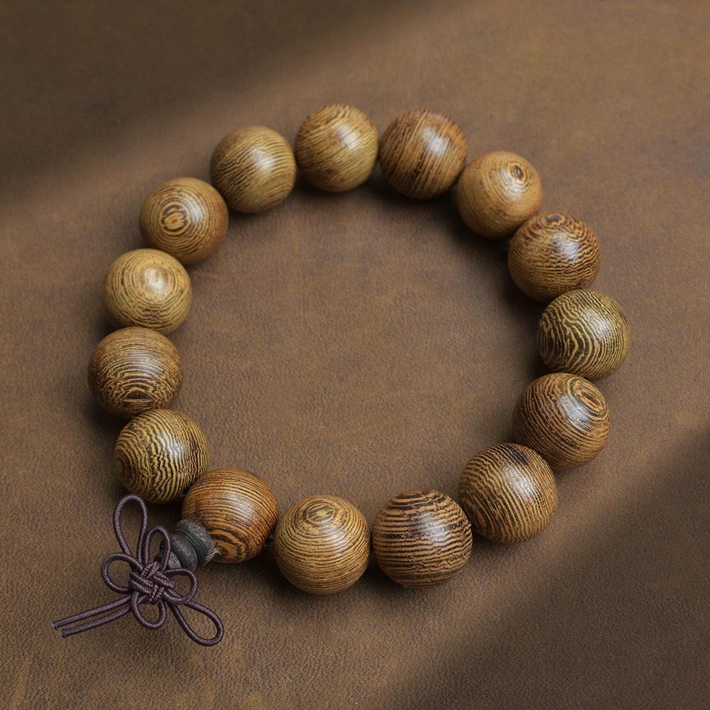 Buddhistisches Gebetsperlenarmband: 108 Hühnerflügelholz Sandelholzperlen