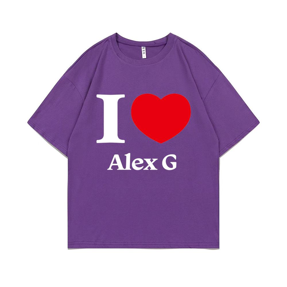 I Love Alex G Graphic Print T-shirt Men Women Fashion Casual T Shirts Male Vintage Oversized Streetwear Unisex Pure Cotton Tees